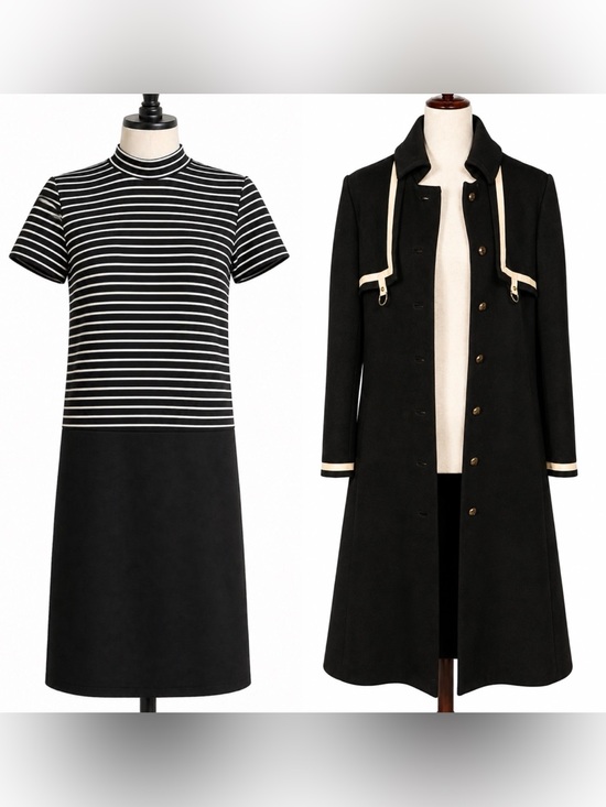 Vintage Jackets & Blazers - Vintage 60s jacket and striped contrasty sheath dress. Large